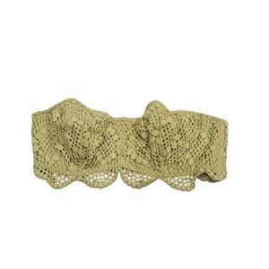 Victoria's Secret Green Lace Bandeau Bralette Strapless‎ Bra Scalloped M Fairy